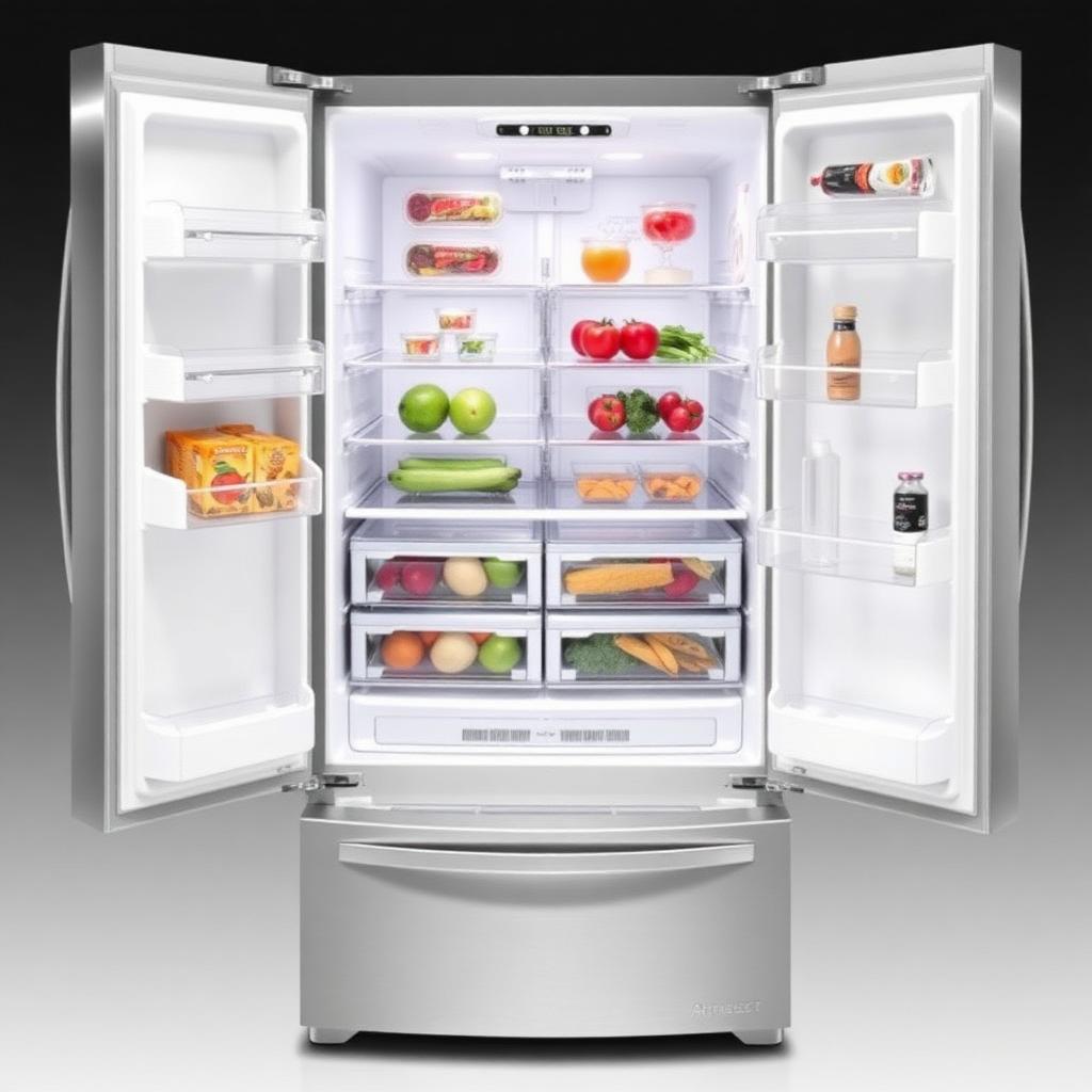 Side-by-Side Koelkast met Display en Smart Functies – Slimme Amerikaanse Koelkast met App-Bediening