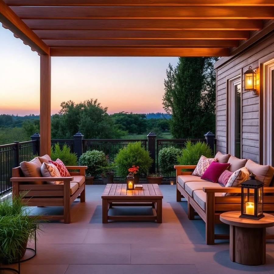Luxe Teakhouten Loungeset met Lantaarns – Dubbele Loveseat Opstelling