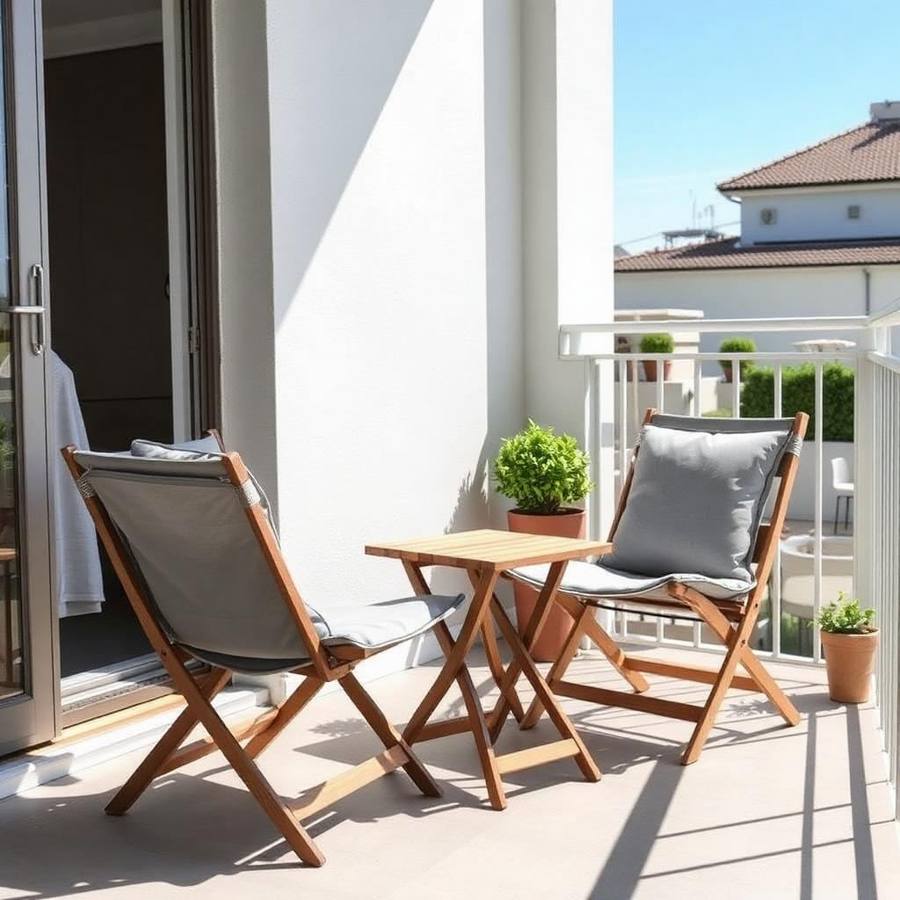 Inklapbare Balkonstoelen Scandinavisch – Lichtgrijze Textiel met Teak
