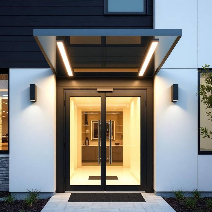 Deur Overkapping met LED-verlichting — Luifel met Geïntegreerd Licht voor de Voordeur