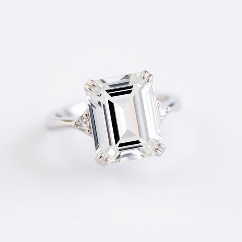 Emerald Cut Diamanten Ring - Platina Ring met Rechthoekige Diamant
