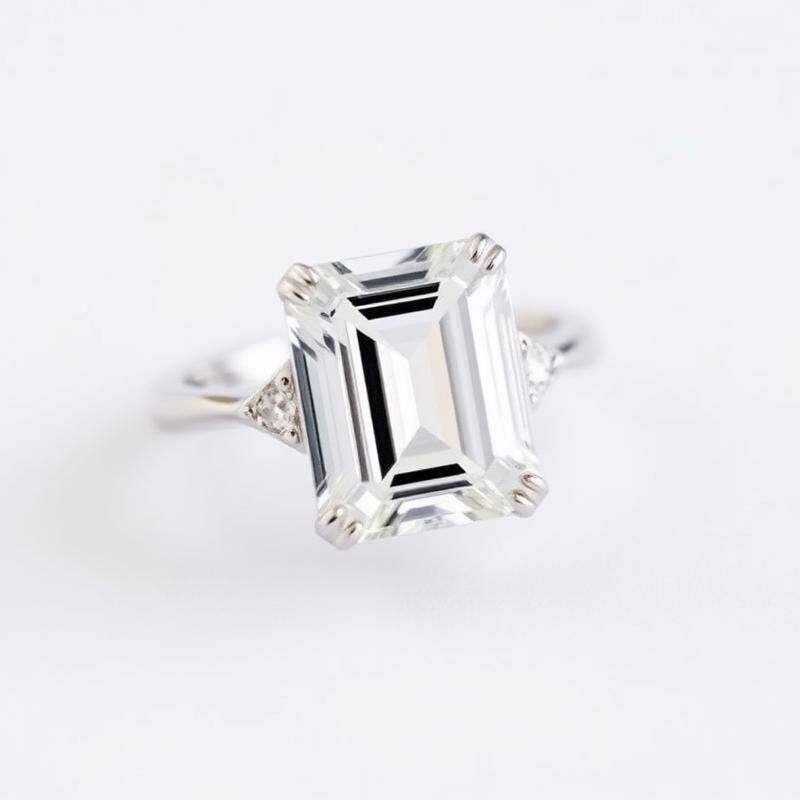 Emerald Cut Diamanten Ring - Platina Ring met Rechthoekige Diamant