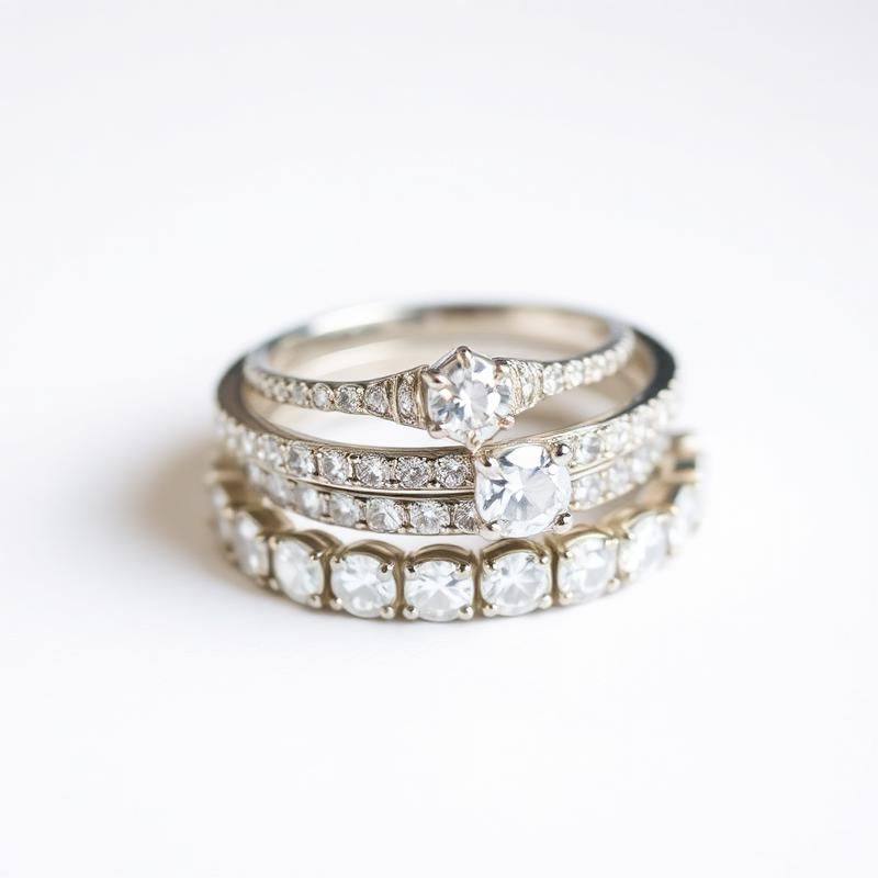Diamanten Trouwring Set - Stapelbare Witgouden Ringen