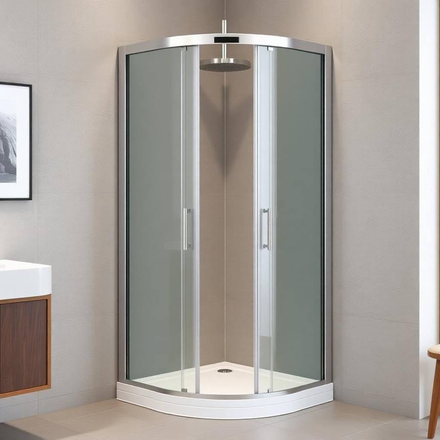 Hoekinstap Douchecabine met Schuifdeuren en Mat Glas – Compacte Kwartronde Cabine