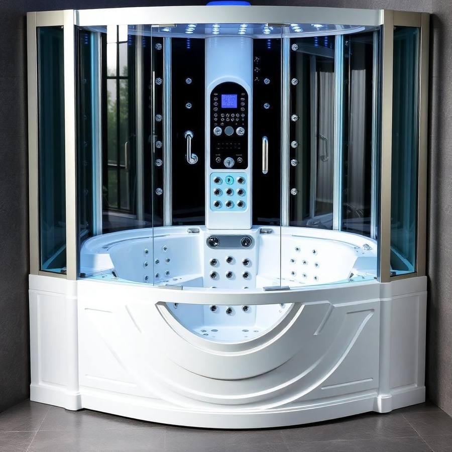 Luxe Whirlpool Stoomcabine met Hydromassage en Bubbelbad – XL Wellness Combinatie