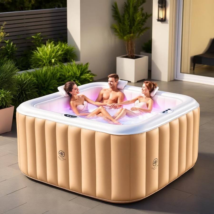 Vierkante PureSpa met LED & Hoofdsteunen