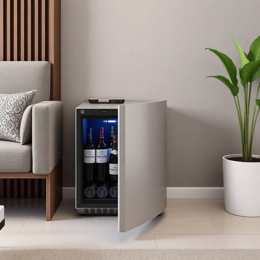 Compacte Minibar Kast voor Kleine Ruimtes – Slank Bar Meubel met Verlichting