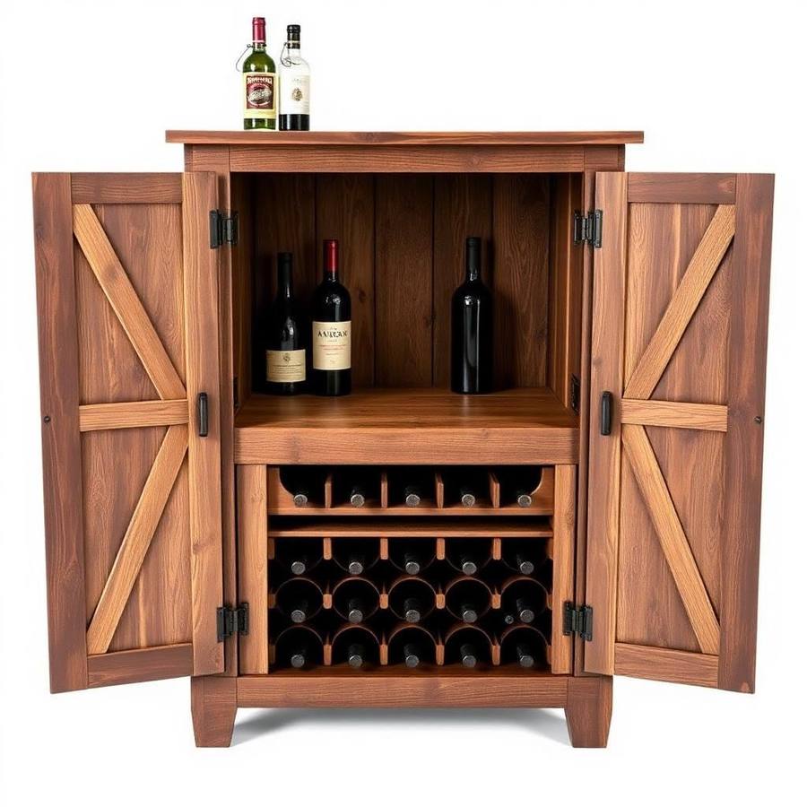 Rustieke Houten Barkast met Wijnrek – Landelijk Bar Meubel met Vintage Charme
