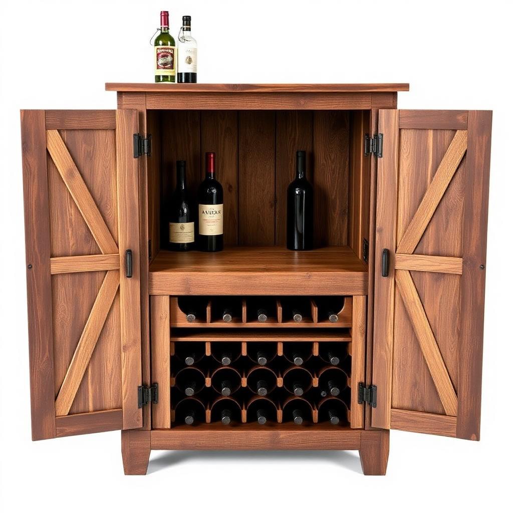 Rustieke Houten Barkast met Wijnrek – Landelijk Bar Meubel met Vintage Charme
