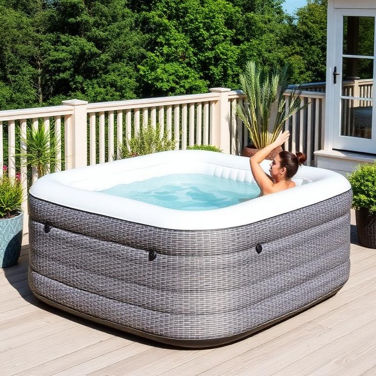 Vierkante Wicker Bubbelspa met Hoofdsteunen – 6 Personen Familie Editie