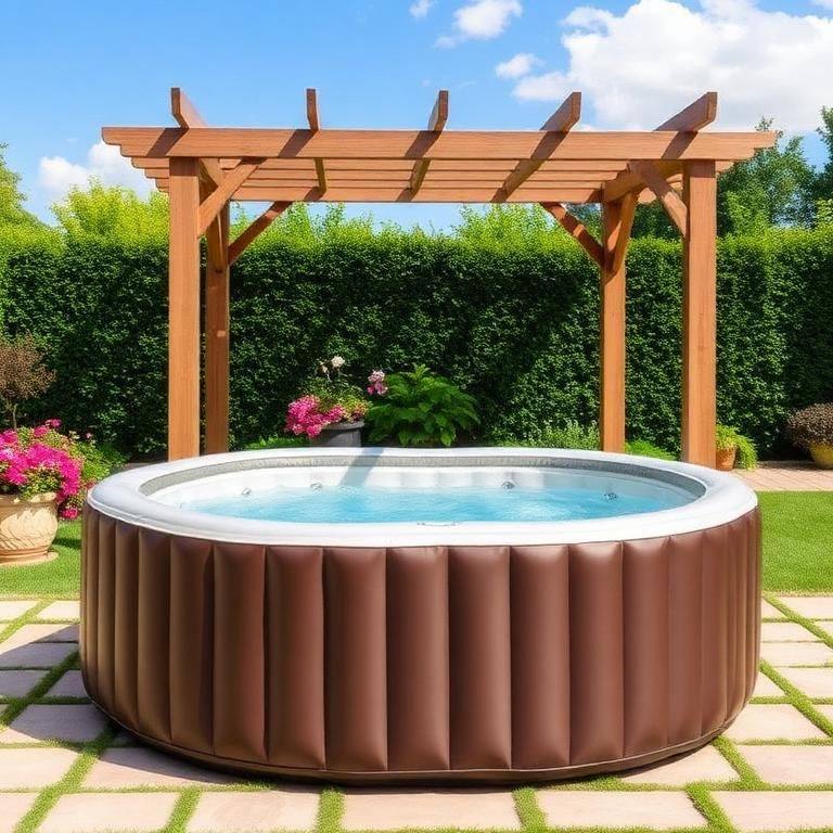 Ronde Bubbelbad Bruin Hout-Look – Mediterrane Pergola Editie