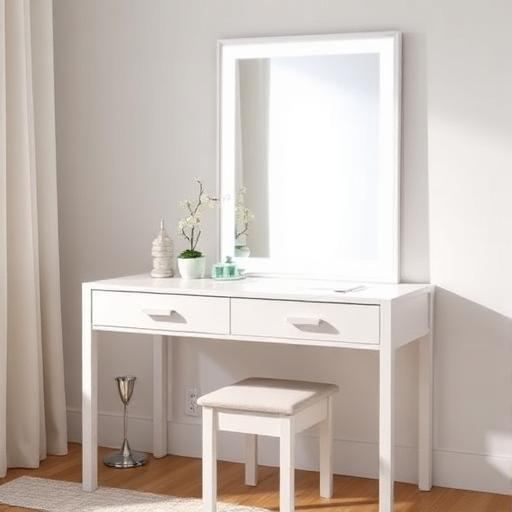 Eugad Kaptafel met Spiegel, LED & Kruk Set