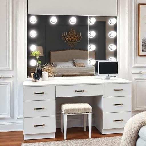 Grote Professionele Kaptafel met 15 LED-lampen & Bluetooth
