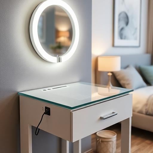 Coiffeuse Kaptafel met Verlichte Spiegel & Stopcontact