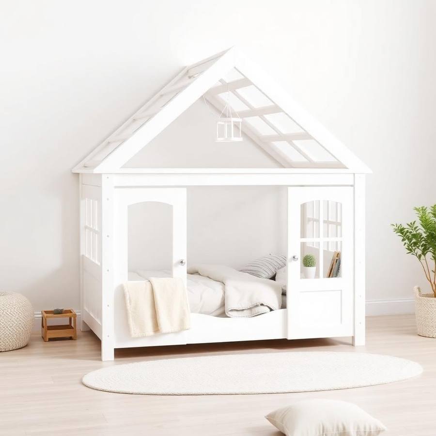Laag Houten Montessori Kinderhuisbed — Veilig Huisbed voor Zelfstandig In- en Uitstappen