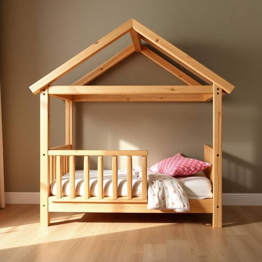 Kinderhuisbed met Uitvalbeveiliging — Montessori Huisbed met Veilige Randen