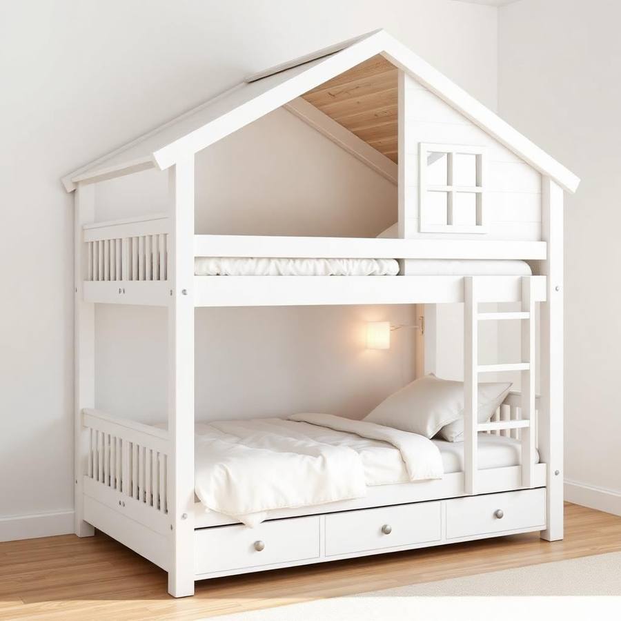 Wit Kinderhuisbed Modern Design — Stijlvol Huisbed voor een Lichte Kinderkamer