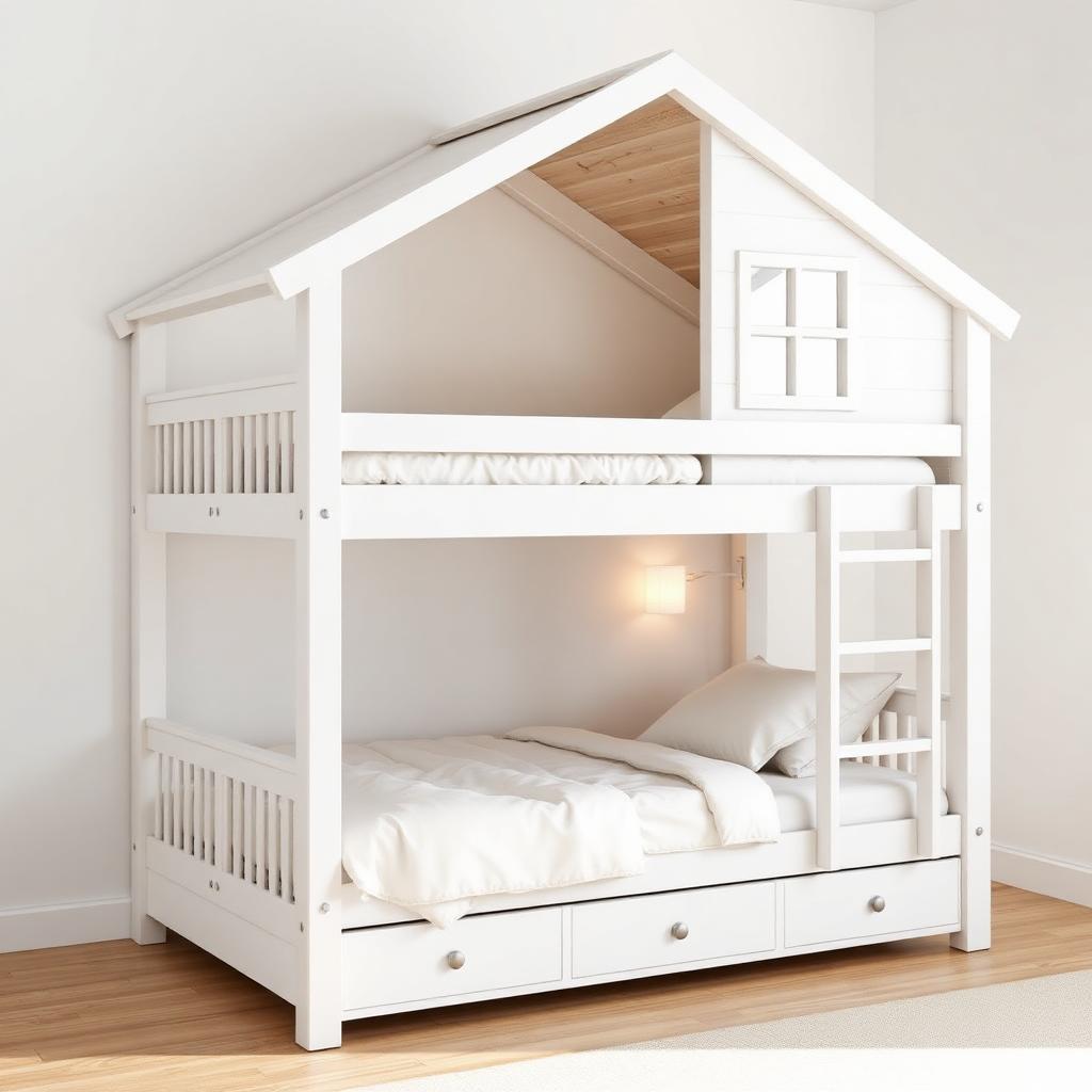 Wit Kinderhuisbed Modern Design — Stijlvol Huisbed voor een Lichte Kinderkamer