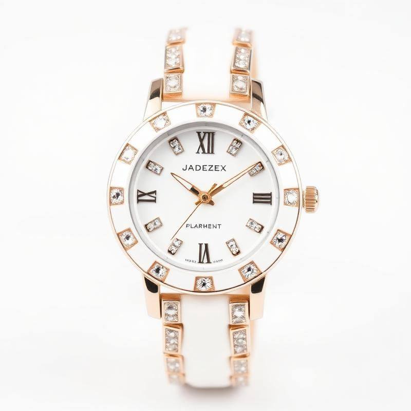 Wit Keramisch Dameshorloge met Diamanten Accenten