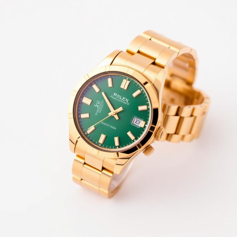 Gouden Heren Luxehorloge met Groene Wijzerplaat