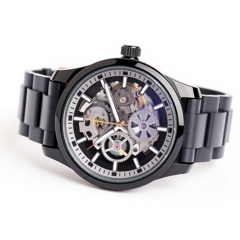 Heren Skeleton Automatisch Horloge in Zwart