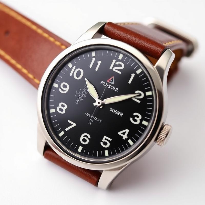 Heren Pilotenhorloge met Groot Wijzerplaat en Leren Band