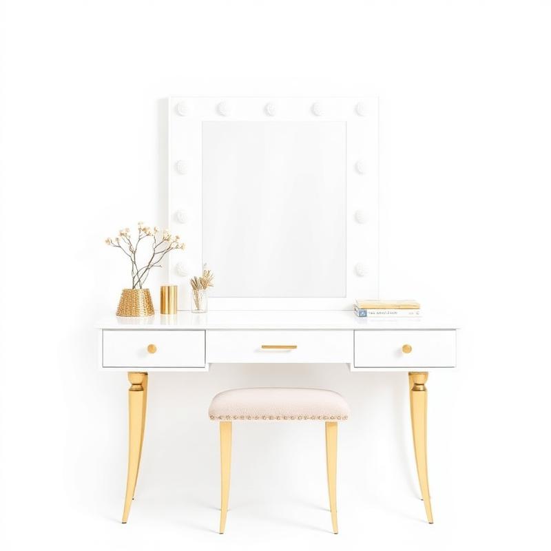 Glamoureuze Kaptafel met Gouden Poten - Luxe Make-up Tafel met Spiegel