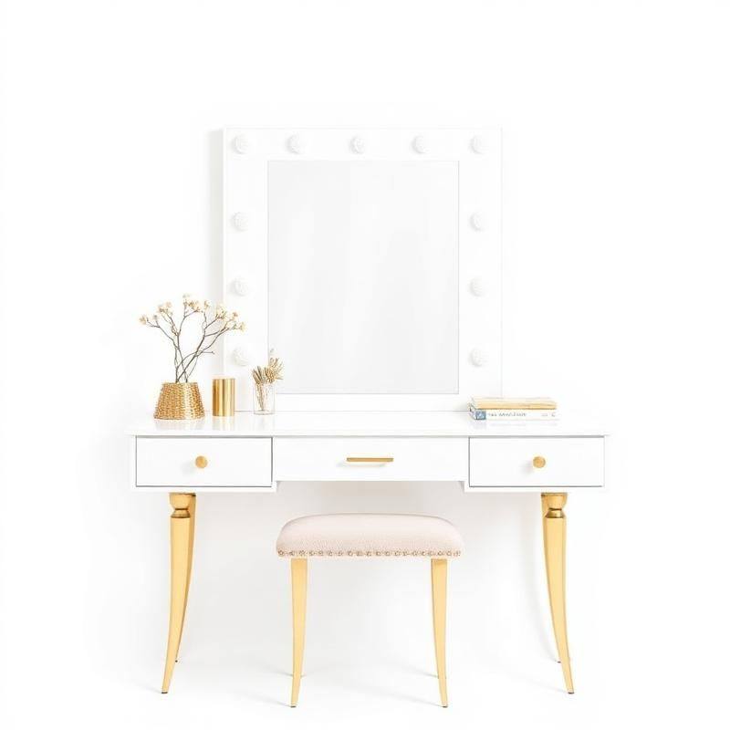 Glamoureuze Kaptafel met Gouden Poten - Luxe Make-up Tafel met Spiegel