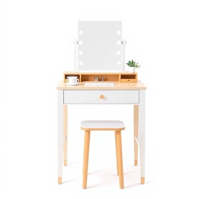 Compacte Make-up Tafel met Opklapbare Spiegel - Vanity Set voor Kleine Slaapkamers
