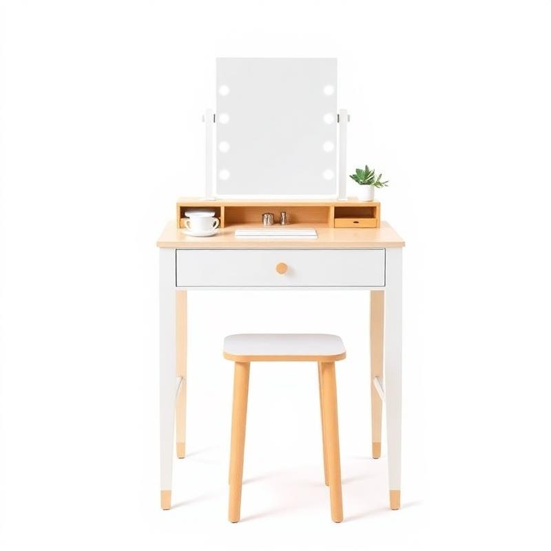 Compacte Make-up Tafel met Opklapbare Spiegel - Vanity Set voor Kleine Slaapkamers