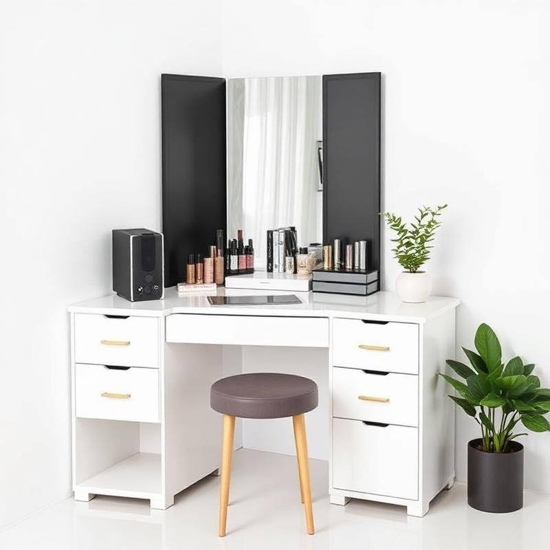 Hoek Make-up Tafel - Ruimtebesparende Kaptafel voor in de Hoek