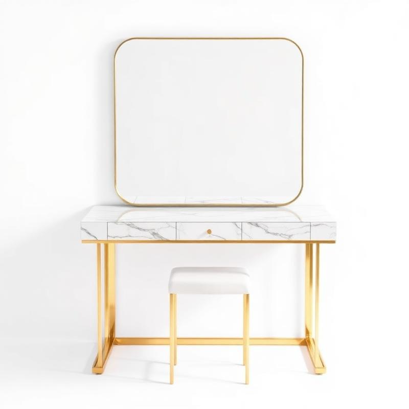 Luxe Marmerlook Kaptafel met Gouden Frame - Premium Make-up Tafel