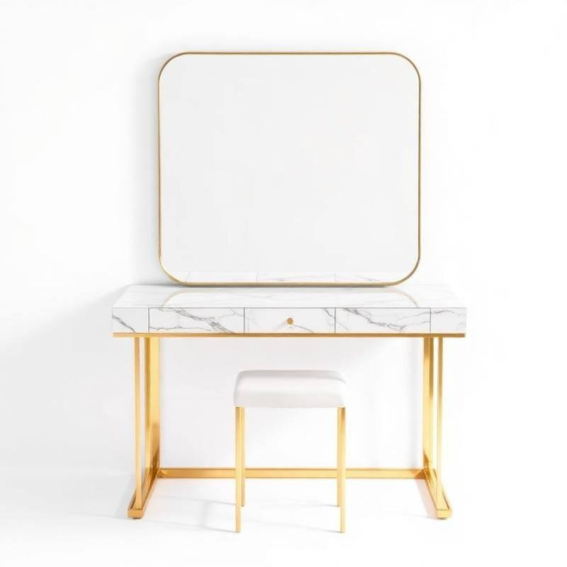 Luxe Marmerlook Kaptafel met Gouden Frame - Premium Make-up Tafel