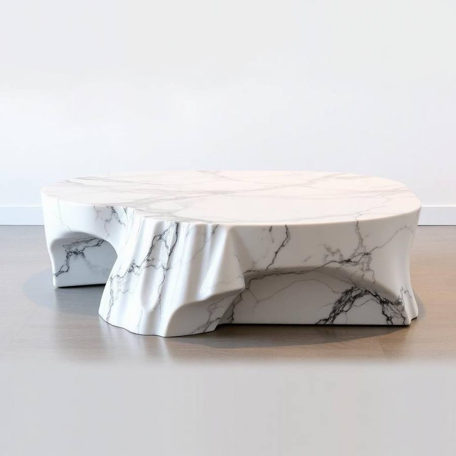 Marmeren Salontafel met Roestvrijstalen Frame — Luxe Koffietafel met Spiegelende Glans