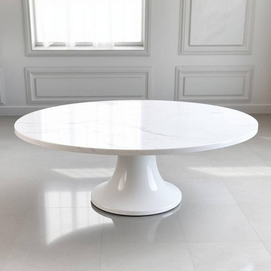 Compacte Ronde Marmeren Salontafel — Kleine Koffietafel voor Appartement en Balkon