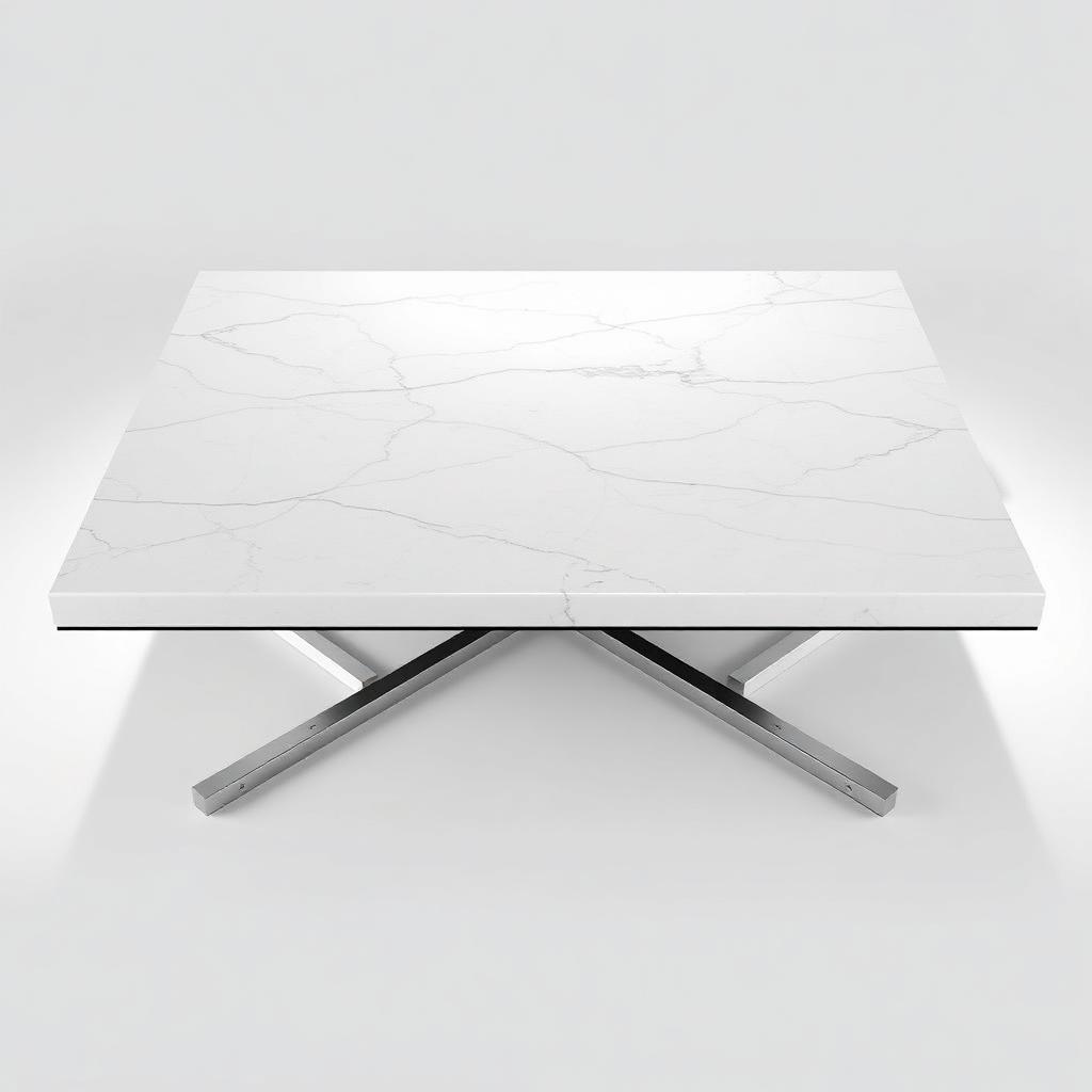 Ovale Marmeren Salontafel met Chromen Onderstel — Elegante Koffietafel met Zachte Lijnen
