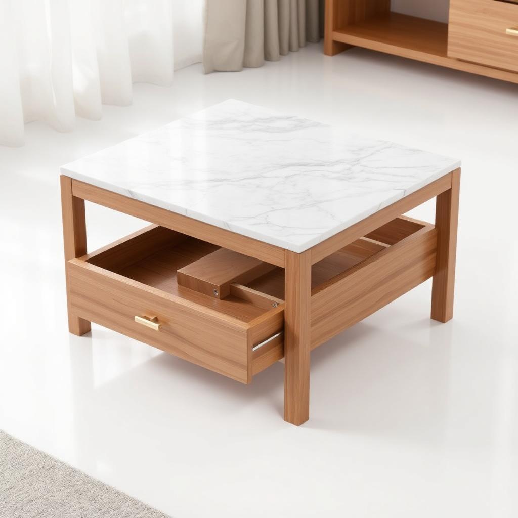 Grote Marmeren Salontafel voor de Lounge — XL Koffietafel met Robuust Onderstel