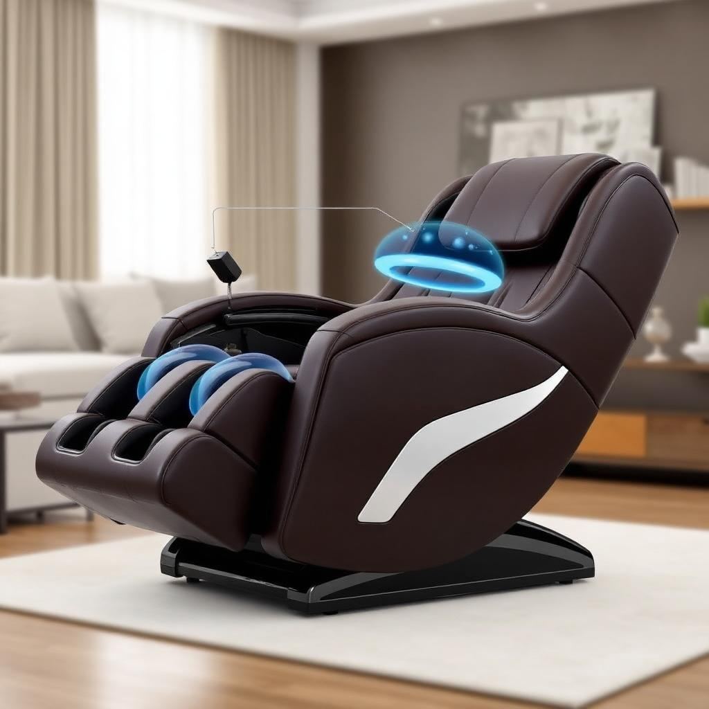 Zero gravity massage stoel in volledig achteroverleunende positie