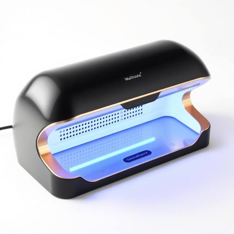 Salon-Grade UV/LED Nageldroger 80W – Mat Zwart met Goud