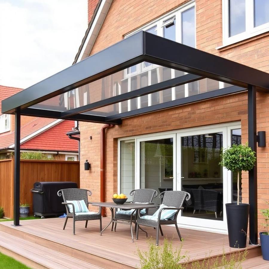 Aluminium Terrasoverkapping met Polycarbonaat Dak 6×3 Meter – Premium Muuraanbouw voor het Terras