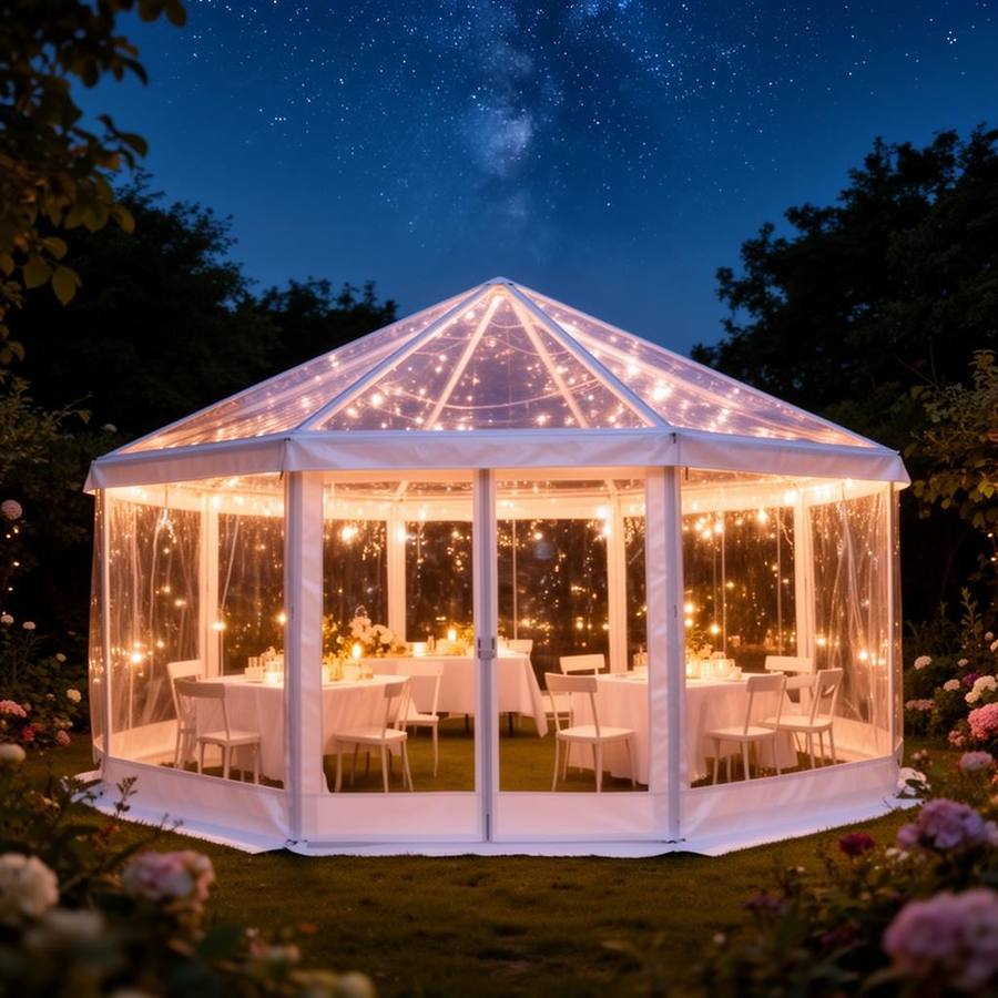 Transparante Sterrenkijk Party Tent met Helder Dak – Unieke Tent voor Avondfeesten en Sterrenkijken
