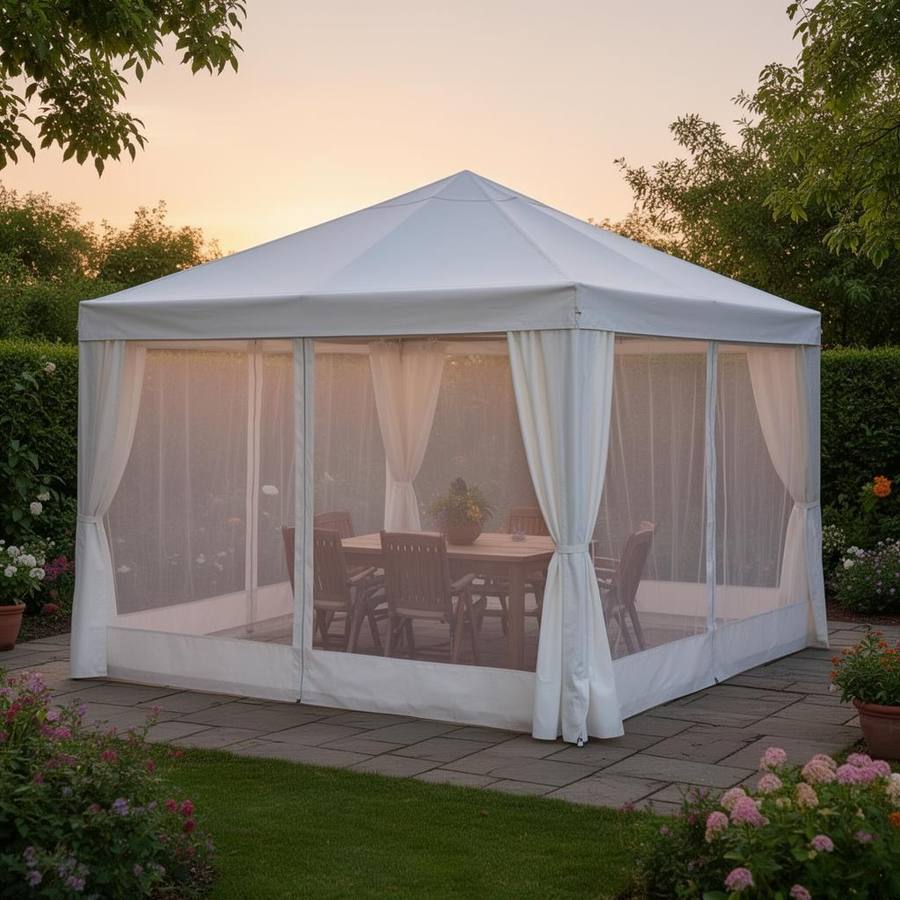 Party Tent met Muskietengordijnen en Rolgordijnen – Comfortabele Feesttent voor Zomerse Tuinfeesten