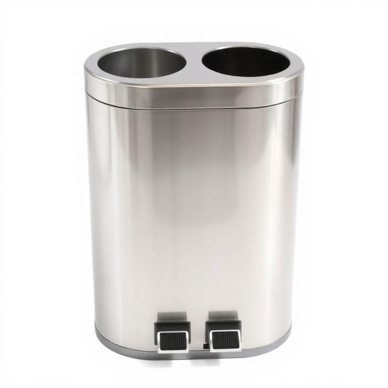 Recycling Pedaalemmer met Twee Vakken - Afvalscheiding Vuilnisbak RVS