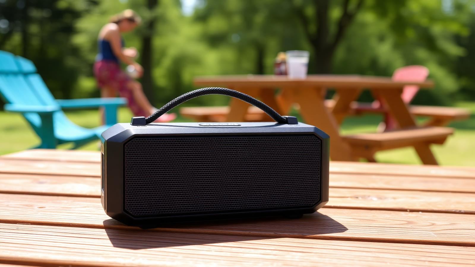 Portable bluetooth speakers buiten op het strand en festival