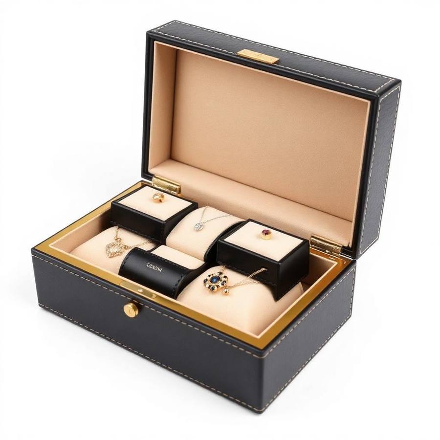 Luxe Leren Sieradendoos in Zwart - Sieradenkist met Gouden Accenten