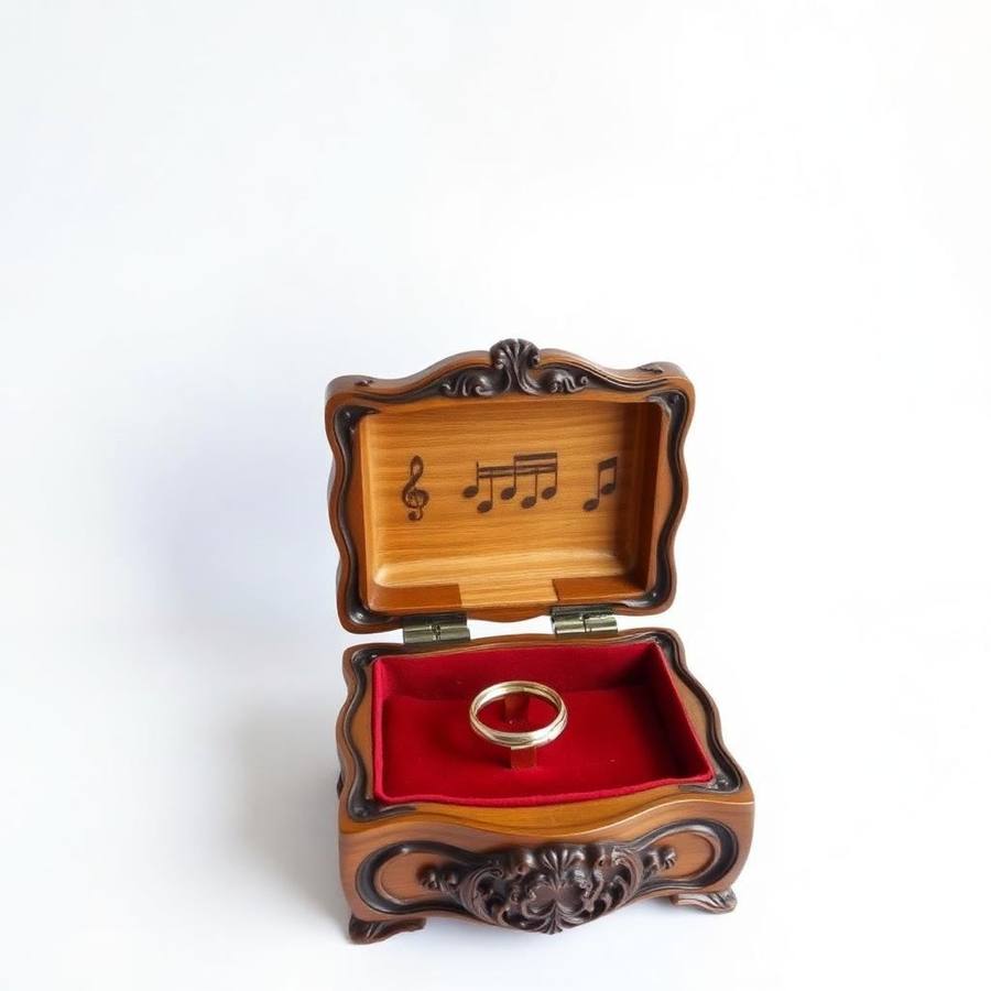 Vintage Houten Muziekdoos - Sieradendoos met Draaiend Figuurtje