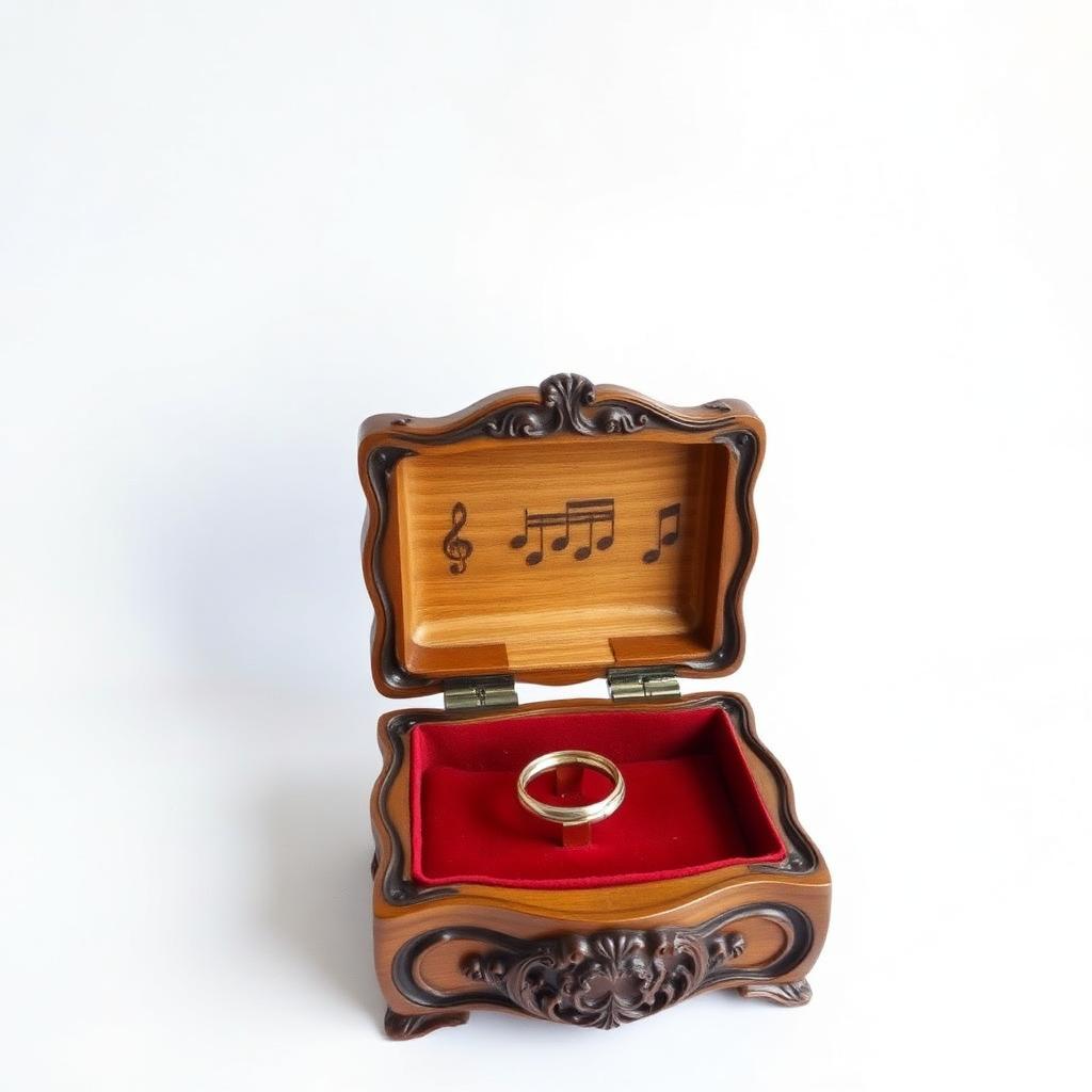 Vintage Houten Muziekdoos - Sieradendoos met Draaiend Figuurtje