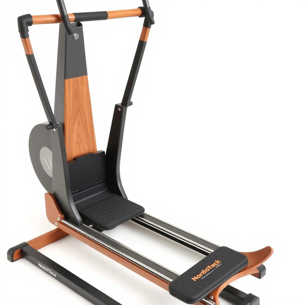 Klassieke Nordic Ski Trainer met Houten Glijrails – Retro Cross-Country Machine