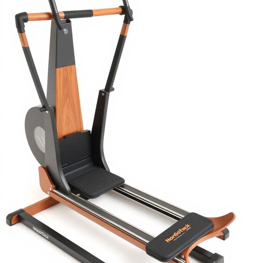 Klassieke Nordic Ski Trainer met Houten Glijrails – Retro Cross-Country Machine