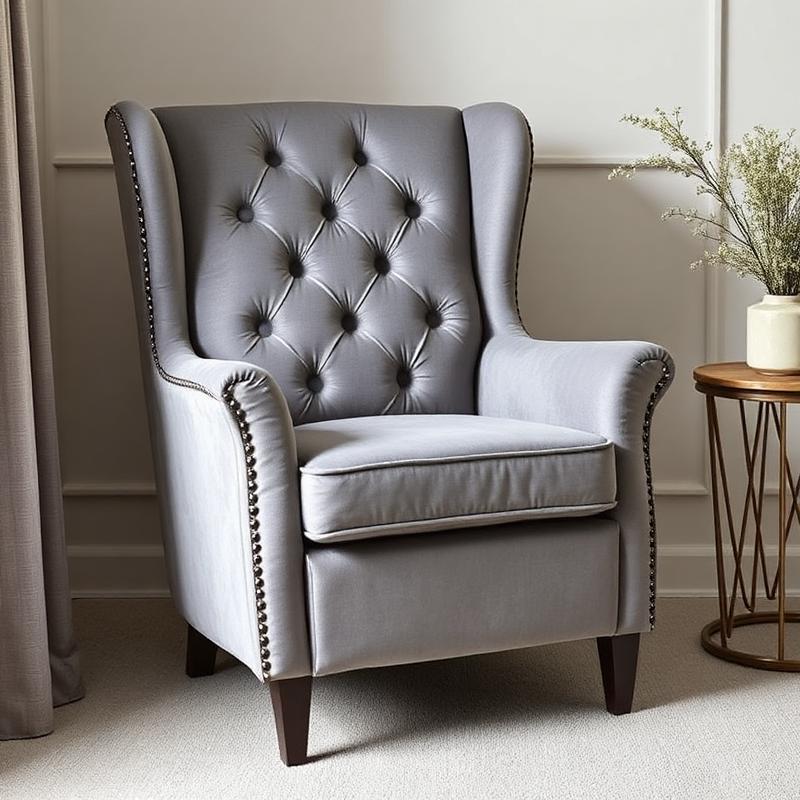 Klassieke Velours Wingback Fauteuil — Comfortabele Oorfauteuil voor de Slaapkamer
